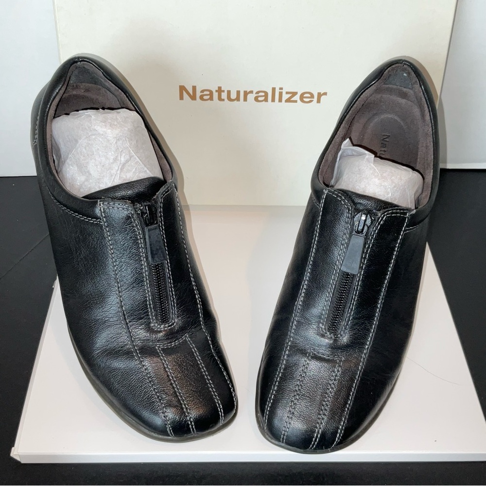 Naturalizer Women's Kalena Black Leather Zip Comfort Shoes 8.5N